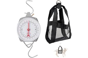 Yogayet Mechanical Hanging Scales 440lb/200kg, Calf Sling and Hanging Weight Scale 2 in 1 Kit, Weighing Sling for Calves Lambs Goats Newborn Livestock Dogs, High Accuracy Spring Dial Weight Scale