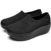 ZUYIYIA Women's Knitted Platform Slip On Walking Sneakers,Comfort Lightweight Arch Support Non Slip Casual Mesh Breathable Workout Work Shoes