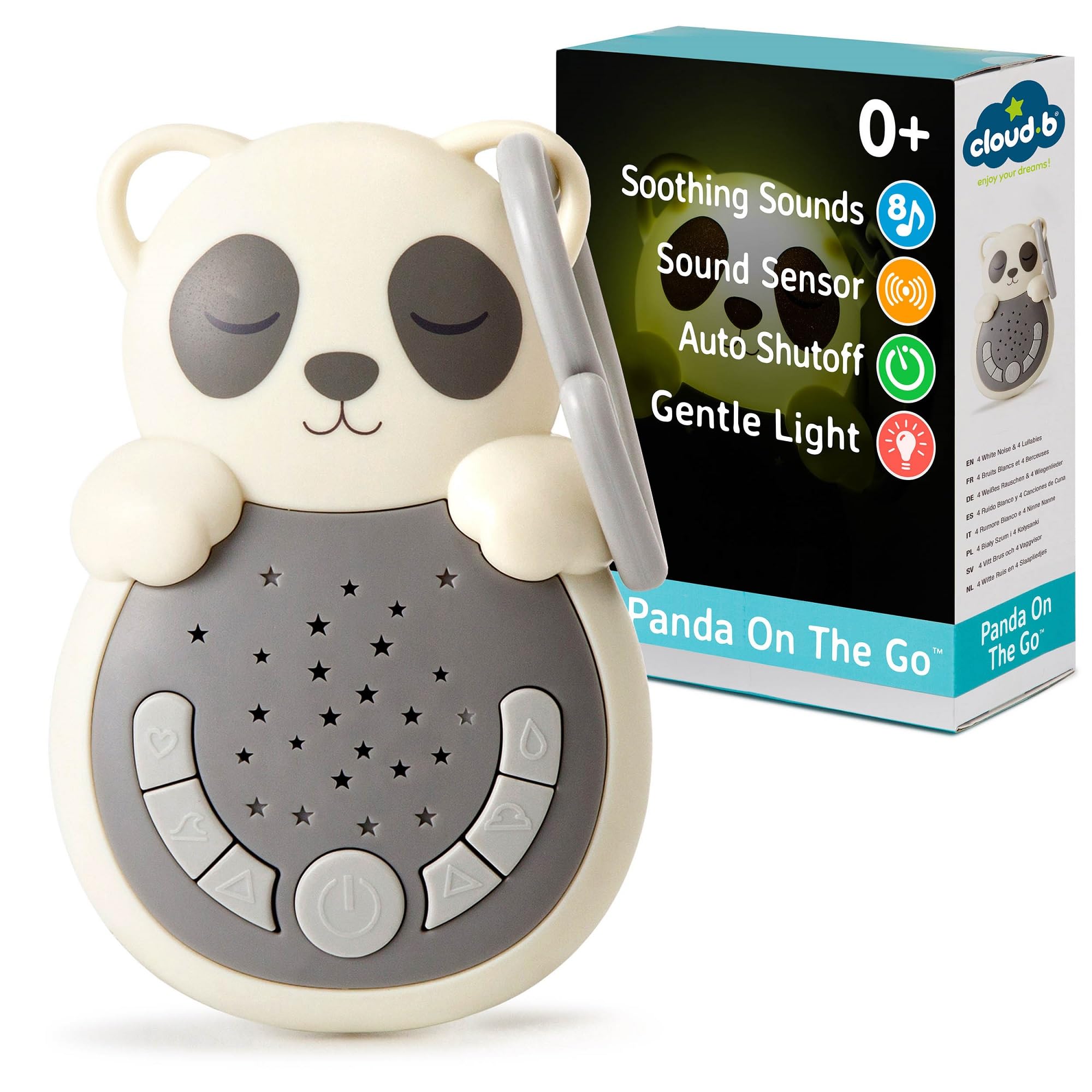 Cloud b Sweet Dreamz Panda - White Noise Machine Baby Night Light | 8 Soothing Sounds & 4 Lullabies | Comforting Sleep Aid Soothers | Baby Essentials
