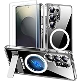MOZOTER for Samsung Galaxy S25 Ultra Case with Kickstand,[Compatible with Magsafe][2*Screen Protector],Military-Grade Protection,Magnetic Phone Case for Samsung Galaxy S25 Ultra-Clear