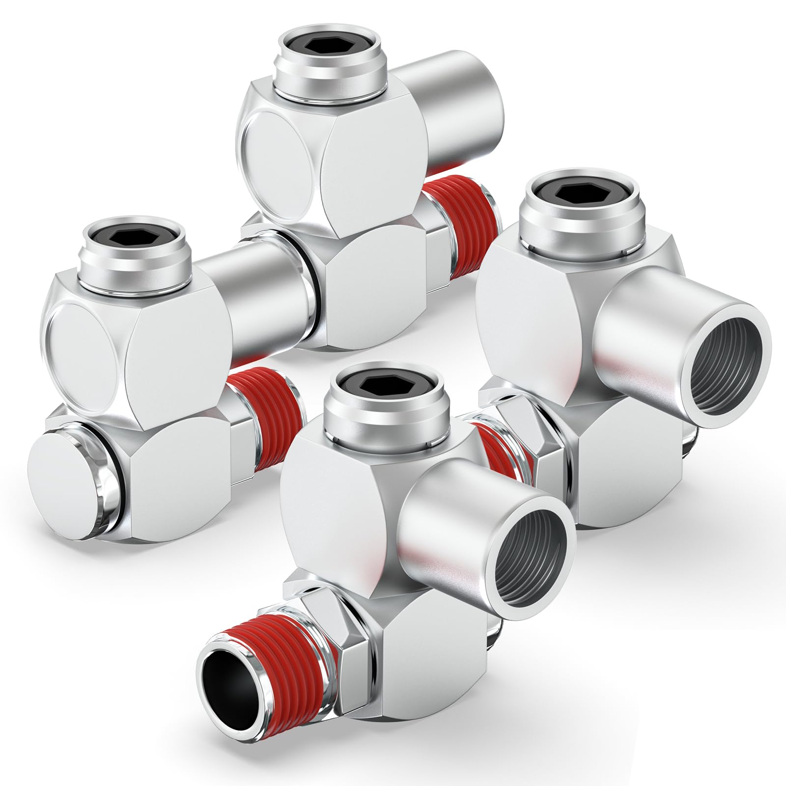 TAILONZ PNEUMATIC 4Pcs 1/4 Inch Air Tool Swivel Fitting 360 Degree Swivel Air Hose Connector Industrial Swivel Portable Air Tool Adapter