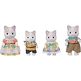 Calico Critters - Latte Cat Family - Collectible Toys &amp; Dollhouse Dolls | Cream-and-coffee toned flocked felines in removable outfits - a warmhearted family for cozy pretend play story time, Ages 3+