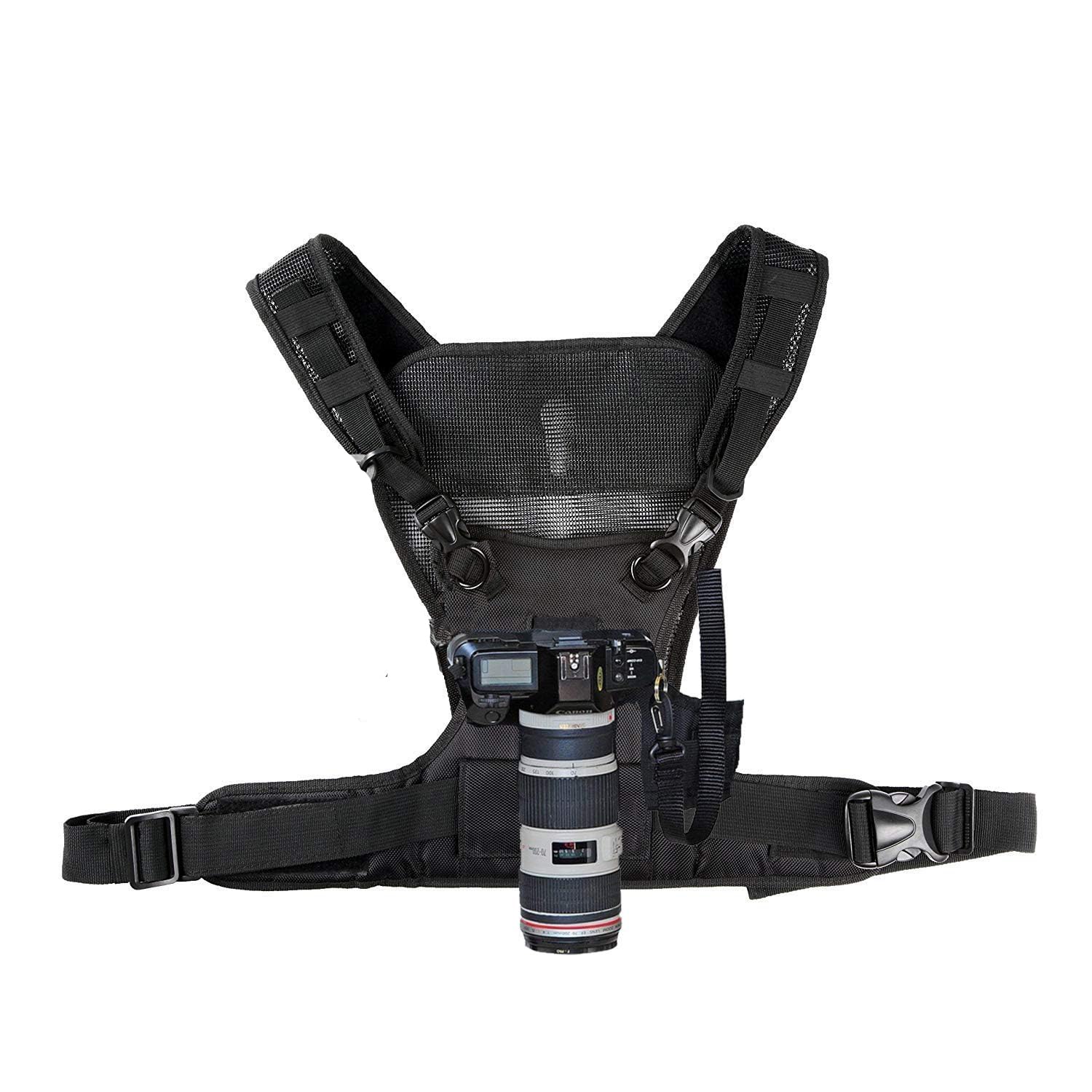 Photo 1 of Nicama S-VEST Pro Dual shoulder Camera Harness for 1 Camera, Carrying Chest Vest for Canon 6D 5D2 5D3 Nikon D800 Sony A7S A7R Panasonic Olympus DSLR Cameras Climbing Wedding Travel Hiking, for ZOOM H6