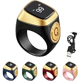 IQibla Smart Zikr Ring, 18mm(8) Smart Ring Counter Waterproof Digital Counter &amp; Vibration Reminder, Unisex Azan Alarm Clock Finger Counter for Muslims(Black)