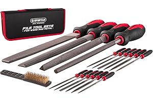 Spurtar 18pcs Metal File Set 4pcs Long Metal File 12pcs Needle File with Wire Brush T12 for Wood Steel Aluminum Copper Jewelr