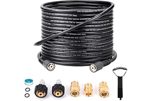TikLog Pressure Washer Hose 50FT 1/4”, 4000 PSI Kink Resistant High Pressure Hose M22 14mm Thread, Flexible Extension Replacement Hose with 3/8 Quick Connect Adapters for Power Washing