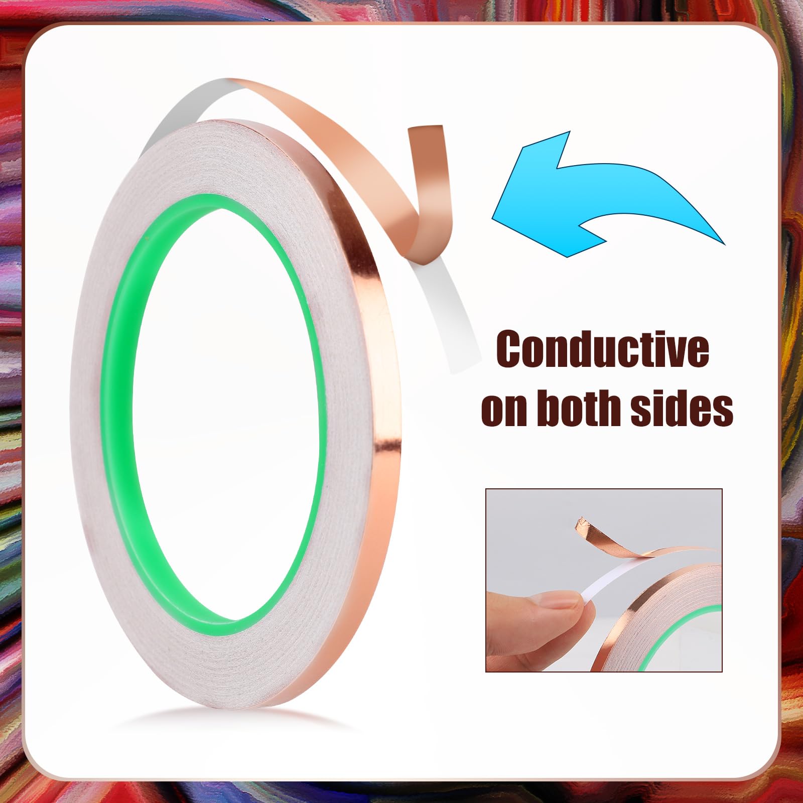 NQEUEPN 2 x Copper Foil Tape Set for Stained Glass, 5 mm x 20 m Double-Sided Conductive Tape with Plastic Scraper, Accessories for EMI Shielding, Electric Repair, Guitar Damping
