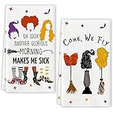 Flaircave Hocus Pocus Kitchen Towels Decorative Set Witch Sisters Dish Towels Trunk or Treat Decor Halloween Decorations for Home Party