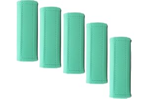 Gowraps Luggage Handle Wrap 5 Pack-Leather Luggage Handle Wraps for Suitcase/Handbag/Duffel Bag/Car Bright Luggage Identfier/Handle Covers/Grips Luggage Accessories for Travel 3.0 (Aqua)
