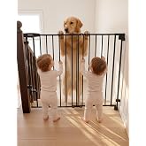 Babelio Removable Baby Gate for Stairs No Bottom Bar, 29-43", 30" H, Black | Hardware Mounted (Drill Needed)| Wide Walk-Thru| Auto-Close Safety Dog/Pet Gate for Stairs &amp; Doorways