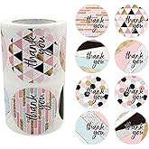 Pink Thank You Stickers, 2 Inch Round Thank You for Support My Small Business/Your Order Stickers for Packaging, Envelopes, Christmas Gift Decor, 8 Creative Designs, 500Pcs