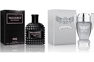 Men's Cologne 2PCS Eau de Parfum Gift Set - 3.4 Fl Oz Each | Citrus Spicy & Woody Ambergris Fragrance | Luxury Perfume for Day & Night (Invincible-Valuable)