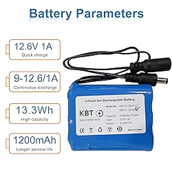 KBT 12V 1200mAh Rechargeable Li-ion Battery, 12V