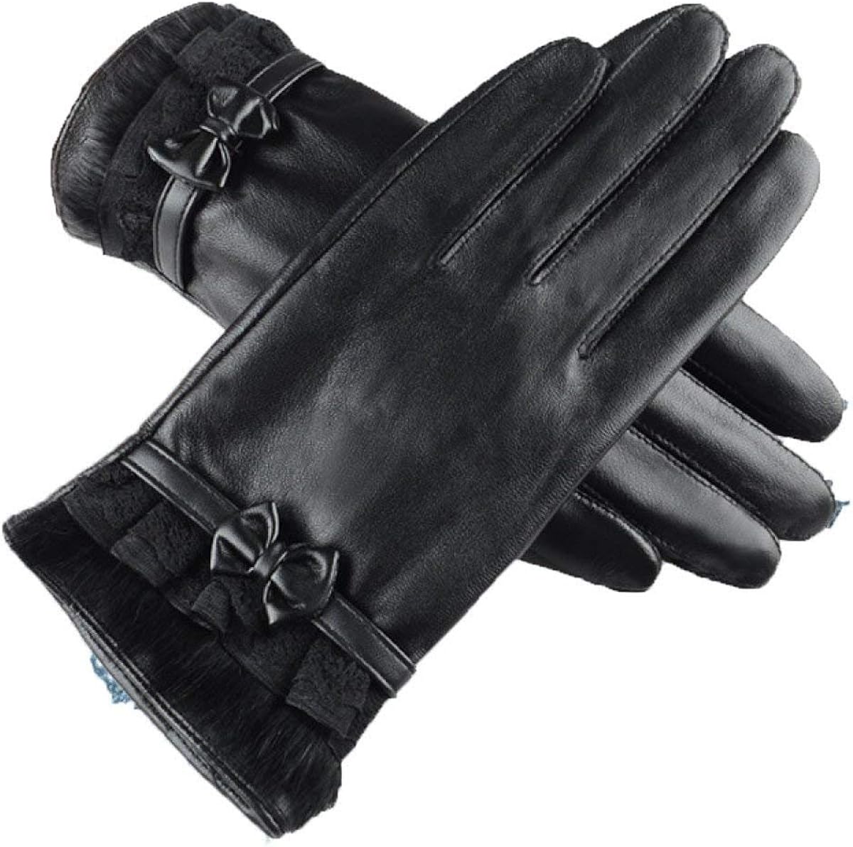 Gants D'hiver En Cuir De Mouton – Mitaines Mode – Compatibles écran Tactile – Taille Unique