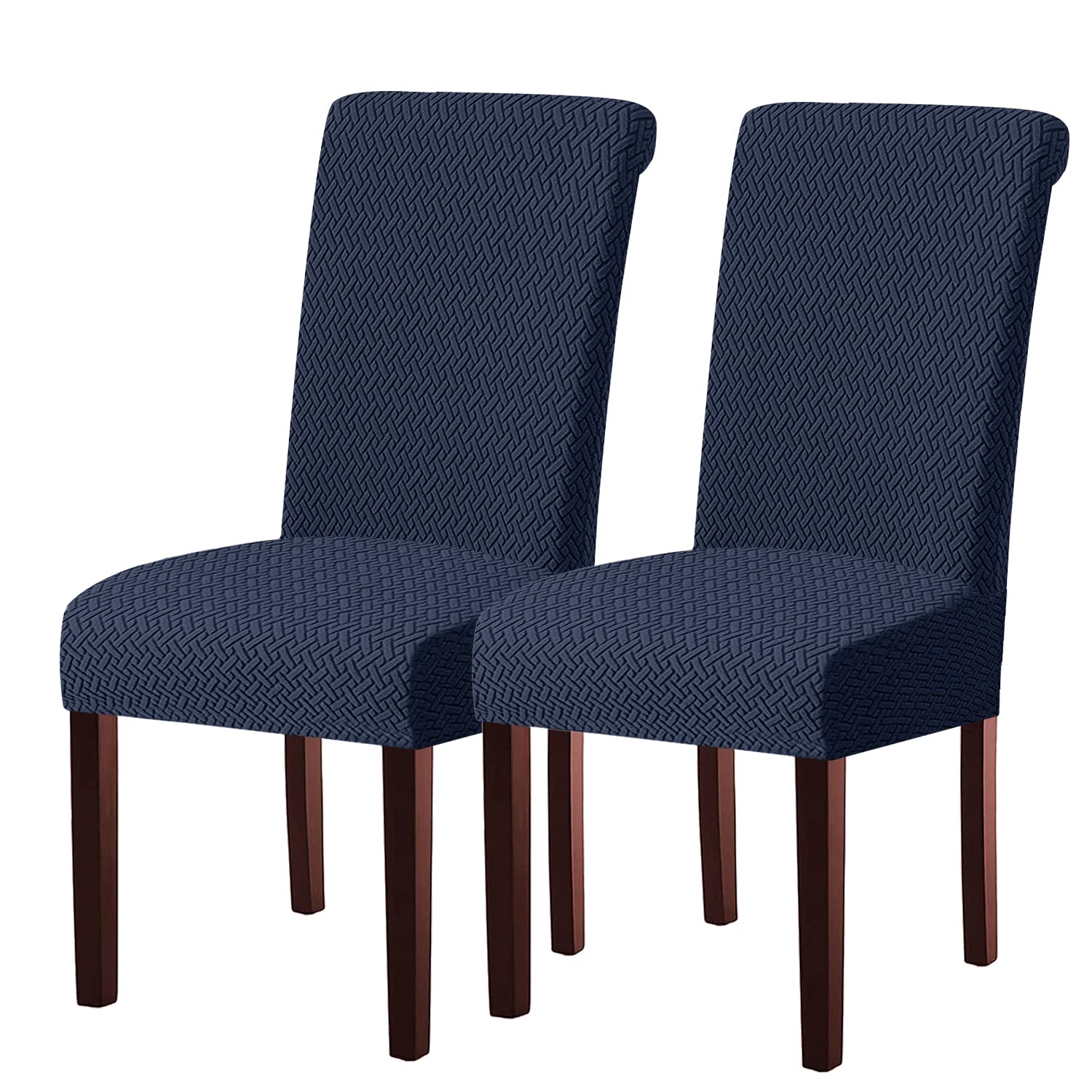 KELUINA Dining Chair Covers, Stretch Chair Covers Dining Chair Slipcovers Removable Washable Reusable Home & Kitchen Decor Protector Dining Room Chair Covers(Navy,2 Pcs)