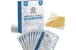 Hilom Medical Grade Manuka Honey Gauze Dressing 2 inch x 2 inch (10 Pack - Non-Adherent) | First Aid for Minor Wounds Such as Cuts or Advanced Wound Care of Bed Sores, Burns, or Lacerations