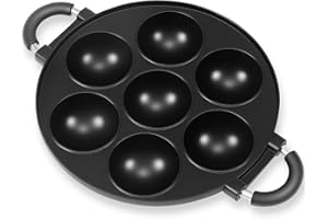Takoyaki Pan, 7 Holes Nonstick Takoyaki Maker with Ergonomic Handle, Half Sphere, Aluminum Alloy Meat Ball Maker Pan for Home