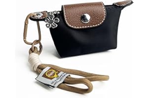 Wuflyover Women’s Mini Coin Purse Keychain – Vintage Nylon Zip Wallet – Compact, Stylish Change Purse for Cards, Cash, and Coins (black, S)