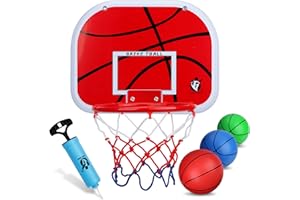 DILABNBA Indoor Basketball Hoop Set for Kids Adults, Mini Over The Door Hoop Set with 4 Mini 6" Balls for Wall Home Office, Upgarde Wall Mount Basketball Goal Sport Game for Boys Age 3-12 Years
