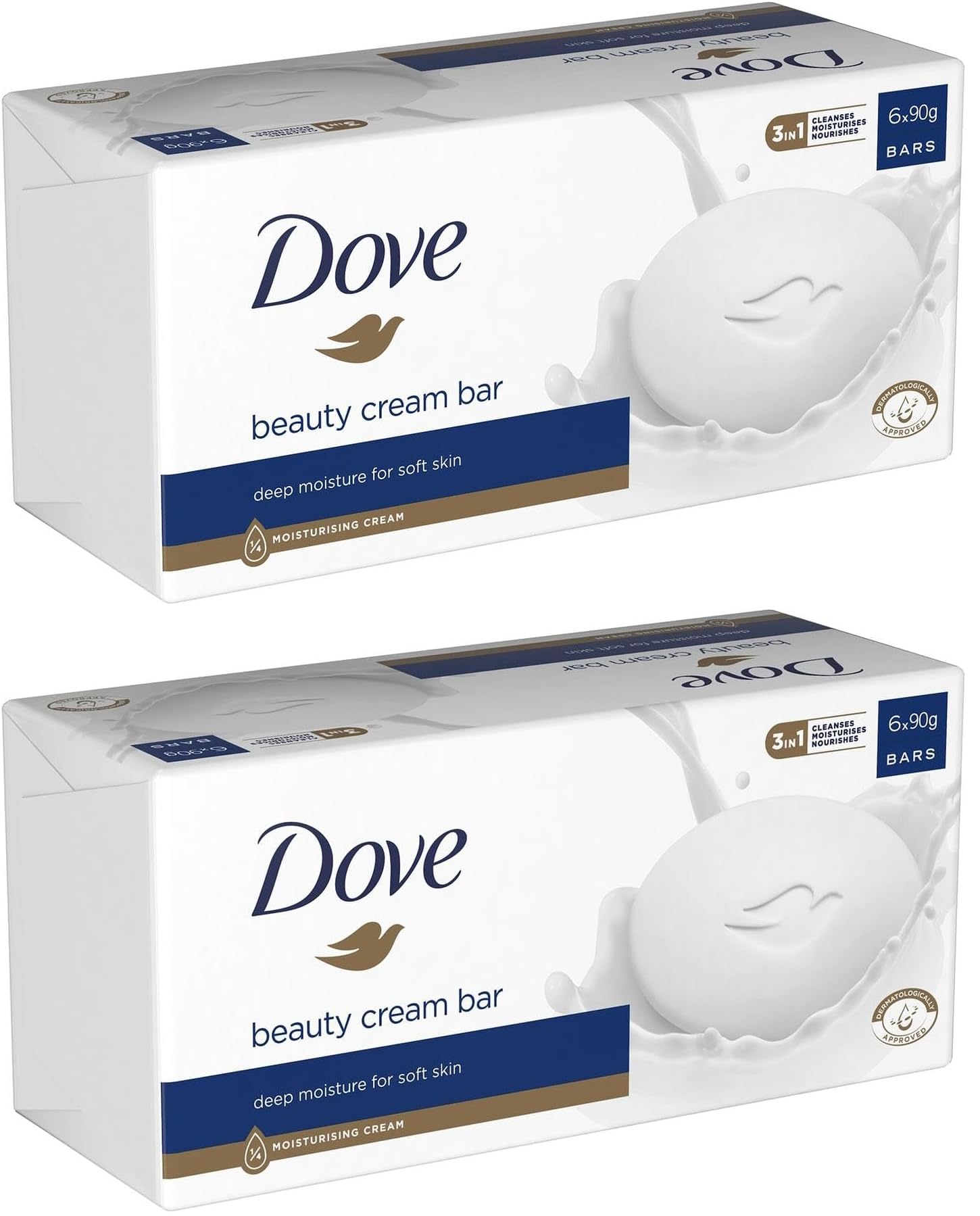 12x Dove 3 in 1 Deep Moisturising Cream Body and Face Soap Bar for Expert Skin 90g