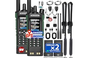 BAOFENG UV-32 Radio Ham Radio Handheld 10W Long Range Rechargeable NOAA Weather Receiver 5RM K5 Tactical Two Way Radio Walkie Talkie for Adults with GPS,USB-C Charging for Hunting Survival Gear,2Pack