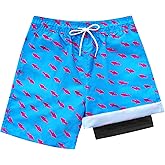 Prupoky Boys Swim Trunks with Compression Liner Swim Shorts Boys Bathing Suits Swimsuit Kids Beach Quick Dry Swimwear
