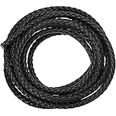 Uxcell Braided Leather Cord, Round Strap, Soft Rope for Jewelry Making, Tie Making, Necklaces (5mm, 2 Yard, Black)