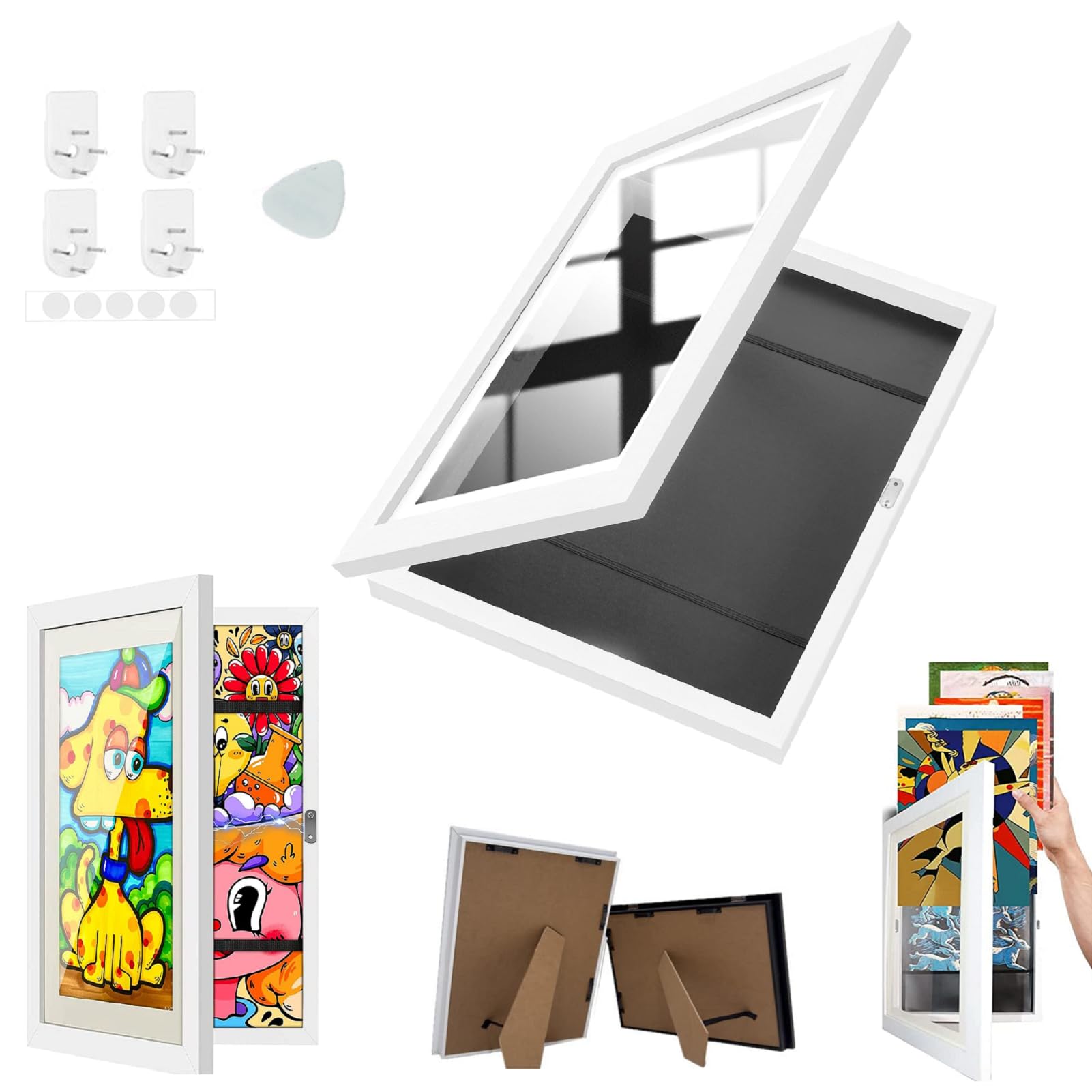 Large Kids Art Frame, Kids Artwork Display Frame, Front Opening Picture frames for 150 Pictures, Artwork Display Storage Frames Display or Hang for 10x12.5 inch pictures
