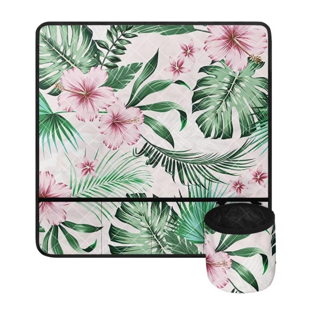 Jeiento Hawaii Hibiscus Sewing Machine Mat Flowers Decorative Mat Lightweight Greem Palm Leaf Sewing Machine Muffling Mat for Sewing Machine Accessories