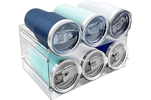 Spaclear 2 Pack Water Bottle Organizer, Stackable Kitchen Pantry Organization and Storage Shelf, Plastic Water Bottle Holder for Cabinet Fridge Organizer and Storage, Tumbler Mug Cup Organizer