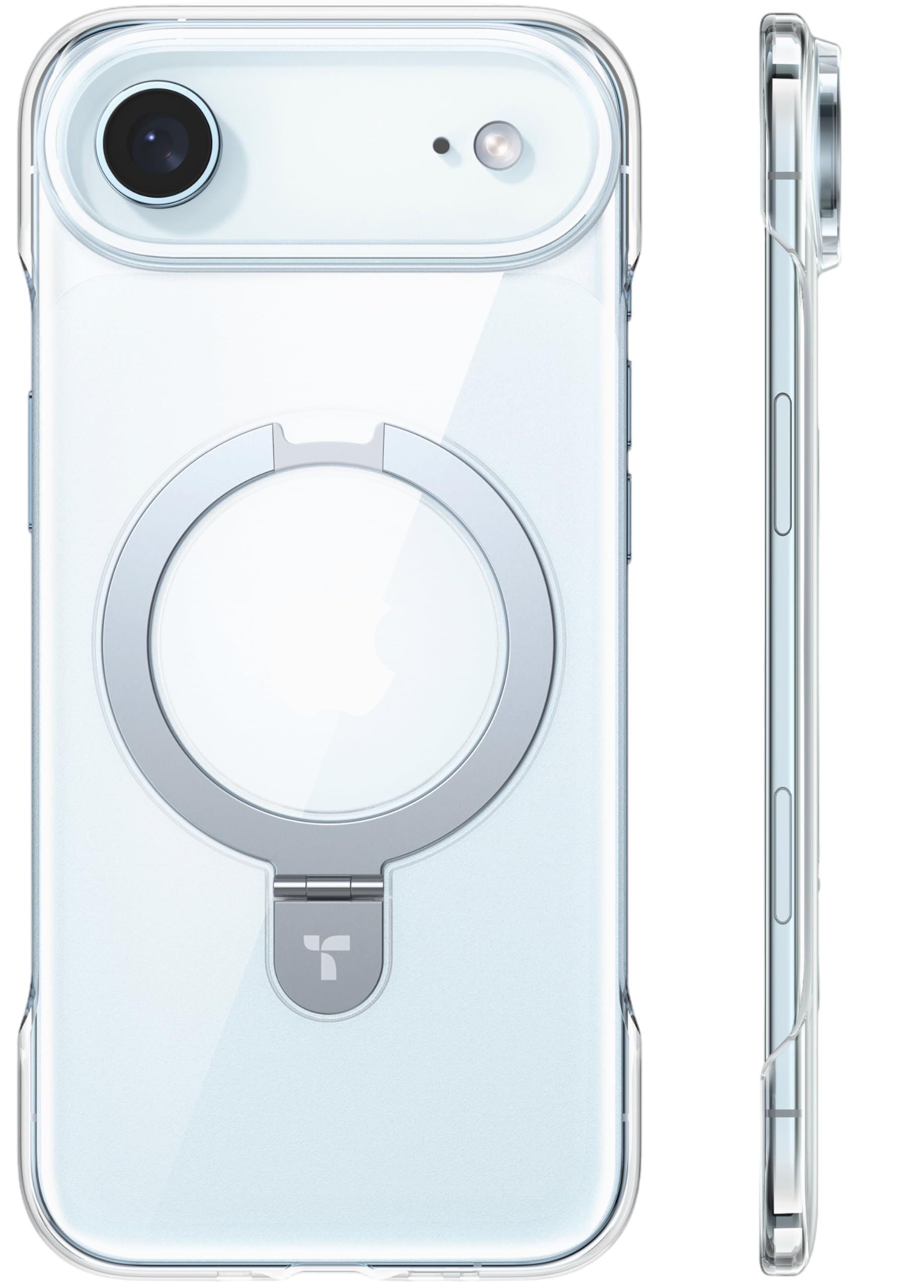 Photo 1 of TORRAS for iPhone Air Case, Slim Magnetic Stand, Open-Edge Frame with Thin Fit, Hard PC, Fit for Mag Safe, Anti-Yellowing Phone Case for iPhone 17 Air, Daily Protection, Clear 