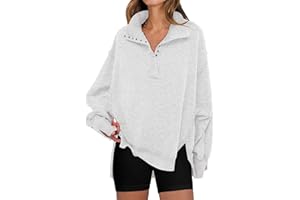ANRABESS Women's Sweatshirts Oversized Casual Loose Button Up Henley Pullover Top High Low Split 2025 Fall Fashion Outfits