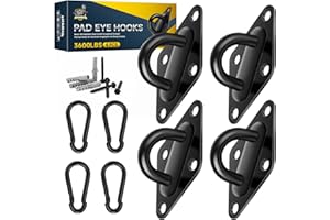 XIEKRAB Hammock Hooks Hanging kit- Hammock Hooks Heavy Duty with 4Pcs M10 304 Stainless Steel Pad Eye Hooks, 4Pcs 10MM Snap Hooks,16Pcs Heavy-Duty Screws- Hammock hook for Wall/Ceiling Mount Indoor & Outdoor