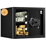 Tenamic Safe Box 1.2 Cuft Fireproof Waterproof Home Safe, Keypad Medium Lock Box Cabinet Safes, Solid Alloy Steel Office Hotel Home Safe, Black