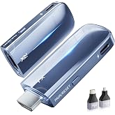Wireless HDMI Transmitter and Receiver 400FT/120M, LDS Antenna Low-Latency Dual-Band 5.8+2.4G, 4K Decode 10Bit 1.08 Billion Hues Display Video and Audio to Monitor from Projector/TV (Blue)