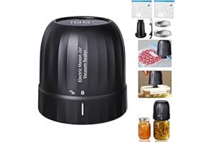 ANDALUSITE 3 IN 1 Electric Vacuum Sealer Kit for Wide Mouth and Regular Mouth Mason Jars, Food Sealed Bags (Black)