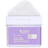 DERMAL Retinol Peptide Lifting Toner Pad 120 Count Bulk, Korean Anti Aging Stretchable Cotton Hole Pad with Bakuchiol and Copper Peptide, 65x70mm Large Square Pad with Tongs, Pore Firming Care