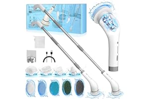 SZFIXEZ Electric Spin Scrubber, Electric Cleaning Brush - 2 Speeds, SXT-160 Cordless Power Spinning Cleaner Brush, Handheld Shower with 8 Replaceable Brush Heads for Tile, Tub, Sink, Wall, Bathroom
