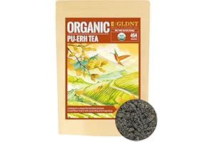 GLDNT Organic Pu-erh Tea, Yunnan Ripe Pu'erh Tea Loose Leaf, Fermented Dark Tea, Bold & Smooth Flavor, Caffeinated, 16oz