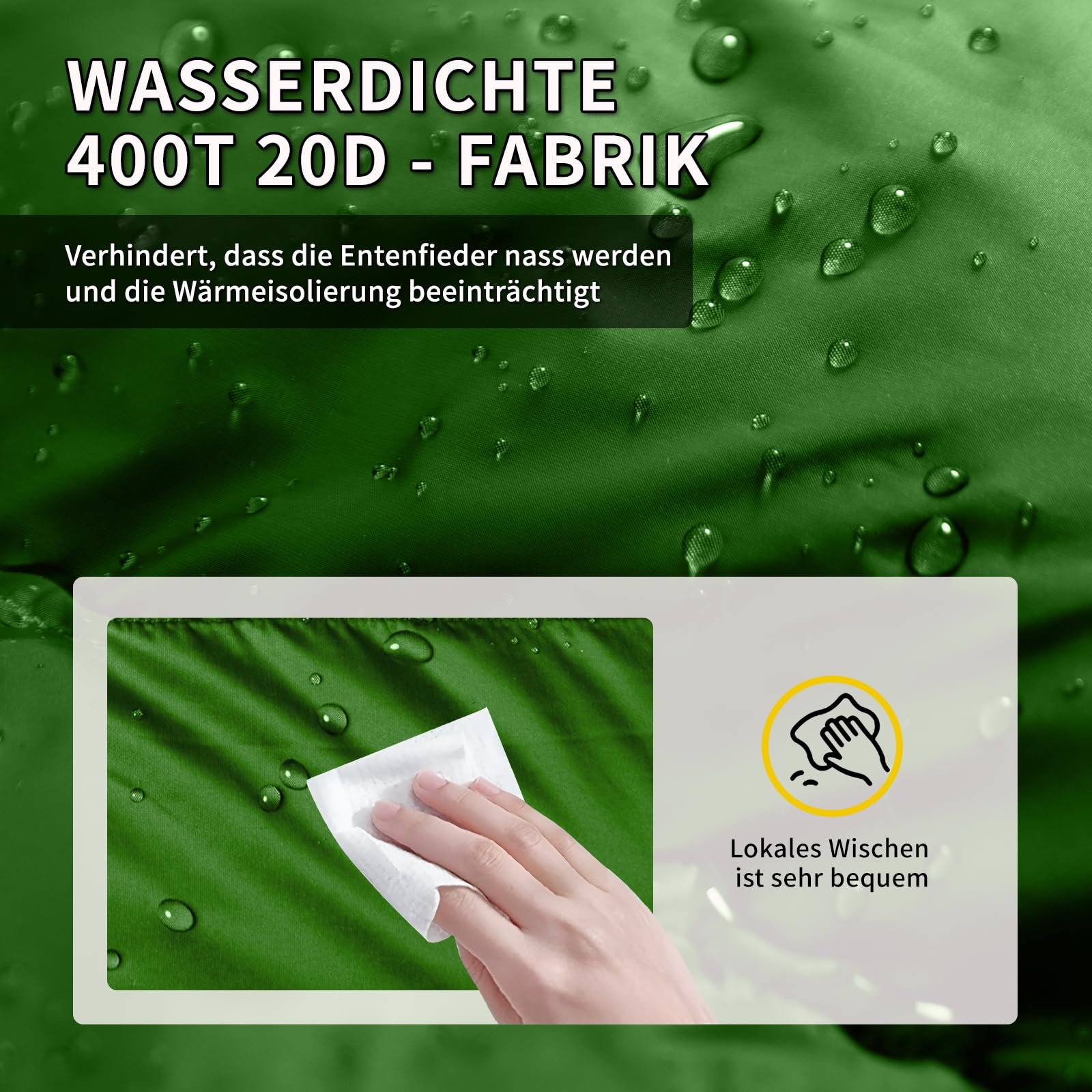 BUERTS Daunenschlafsack für den Winter – Ultraleichter, tragbarer und kompakter Winterschlafsack für Outdoor-Aktivitäten, geeignet für Erwachsene und Kinder, Camping, Wandern. (5℃, Grün) 4