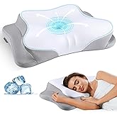 Cervical Neck Pillow - Cooling Ergonomic Neck Support Pillow for Sleeping, Orthopedic Contour Memory Foam Pillows for Side, Back & Stomach Sleepers with Pillowcase