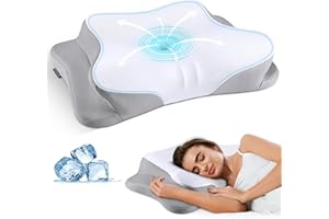 OLUMOON Cervical Neck Pillow for Pain Relief - Cooling Ergonomic Neck Support Pillow for Sleeping, Orthopedic Contour Memory Foam Pillows for Side, Back & Stomach Sleepers with Pillowcase (White)