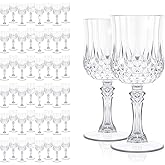 Pesonlook 48Pack Transparent Plastic Wine Glasses,Vintage Plastic Goblets for Parties, Transparent Drinking Glasses Crystal Water Goblets Reusable for Wedding Reception, Grand Event Party Supplies