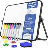 Nicpro Dry Erase Small Whiteboard A4 Double Sided Magnetic with Stand 21x30cm