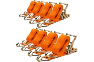 SALUINOKI 8Pack Ratchet Straps Heavy Duty 2 inch x 15ft Tie Down Flatbed Straps for Truck Straps with 2200lbs Working Load, 1