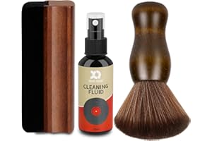 XQ XIAO QIAO Vinyl Record Cleaner Kit - Complete 5-in-1 Vinyl Records Cleaning Kit Includes Soft Velvet Record Brush, Cleaning Liquid, Anti-Static Nano Fiber Record Cleaning Brush, Cleaning Cloth and Storage Bag