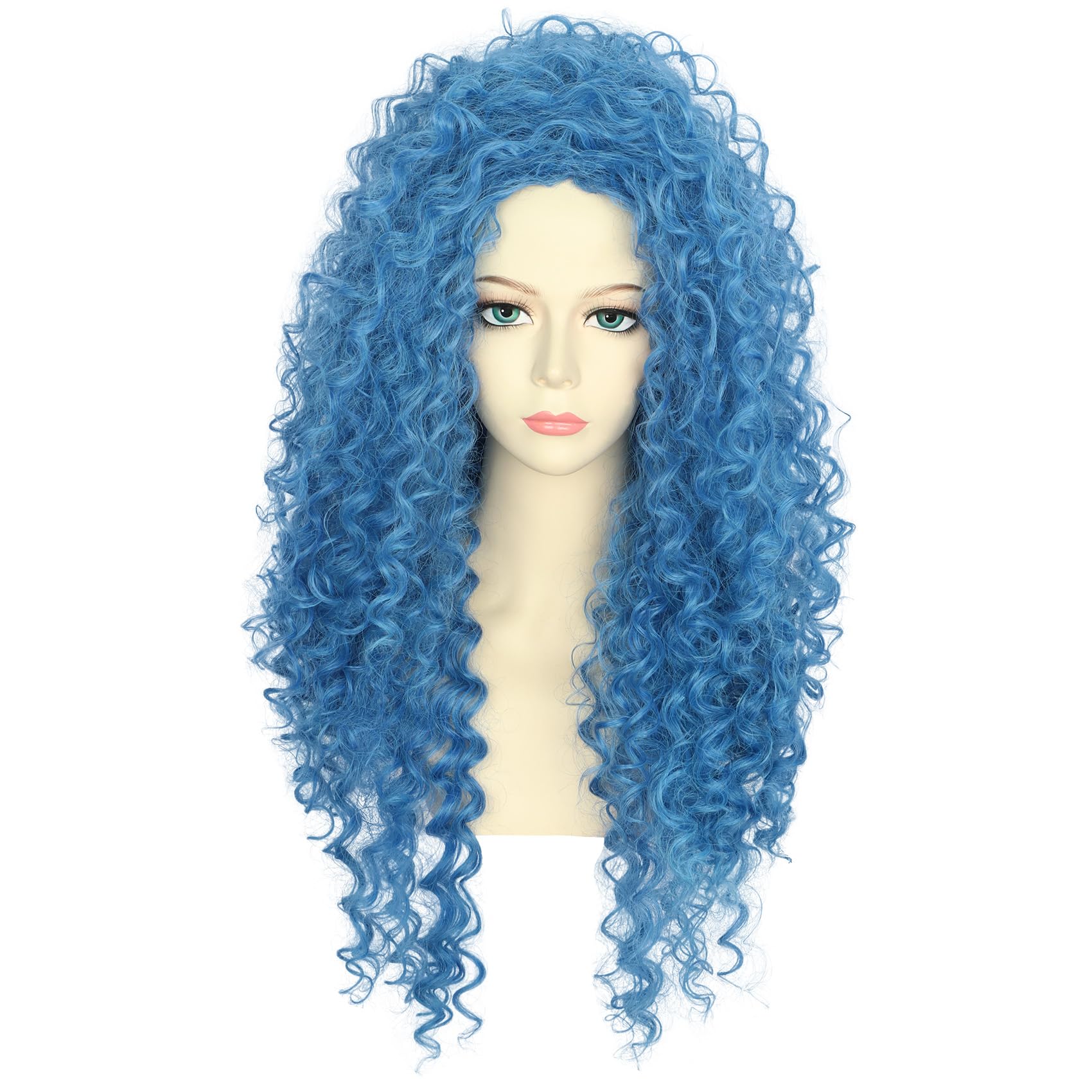 Photo 1 of VGbeaty Adult Long Blue Curly WigCospaly Halloween Costume Wig