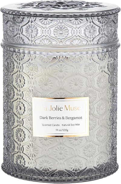La Jolíe Muse Dark Berries & Bergamot Candle 19 oz Wood Wick Soy