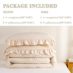 ALEISSEL Beige Comforter Queen Size Seersucker