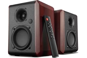 Saiyin Powered Bluetooth Bookshelf Speakers with 3.75" Woofer, 30W*2 Record Player Speakers Compatible with TV-ARC/Optical/AUX Input | Stereo Speakers with Subwoofer Line Out for PC,TV, and Home Audio